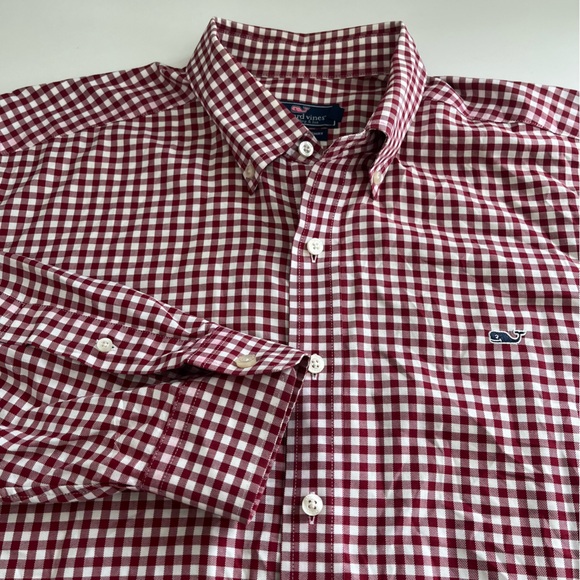 Vineyard Vines Men’s Slim Fit Whale Shirt Long Sleeve Button Down Red Gingham XL - Picture 1 of 8